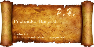 Prohaska Harald névjegykártya
